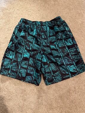 Nike swim Shorts with Teal Geometric Waistband